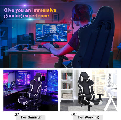 GYMAX Silla para videojuegos, sillas de masaje para adultos con reposacabezas,...