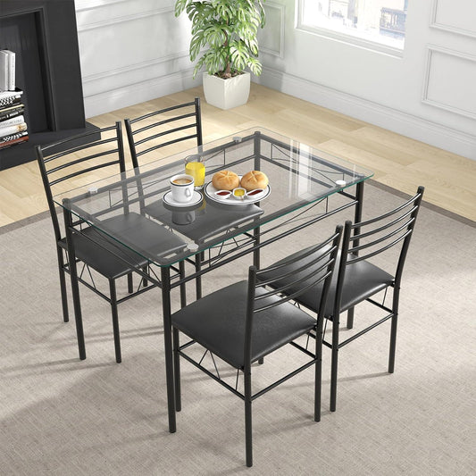 Giantex Juego de mesa de comedor de 5 piezas, juego de comedor de cocina con