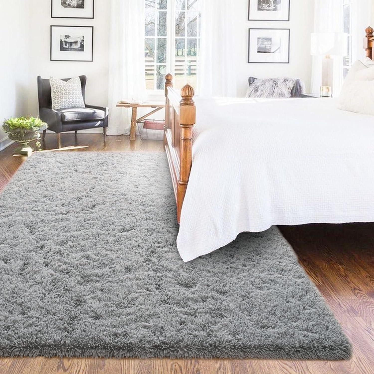 ISEAU Alfombra de área mullida, lanuda, cómoda y esponjosa para dormitorio,...