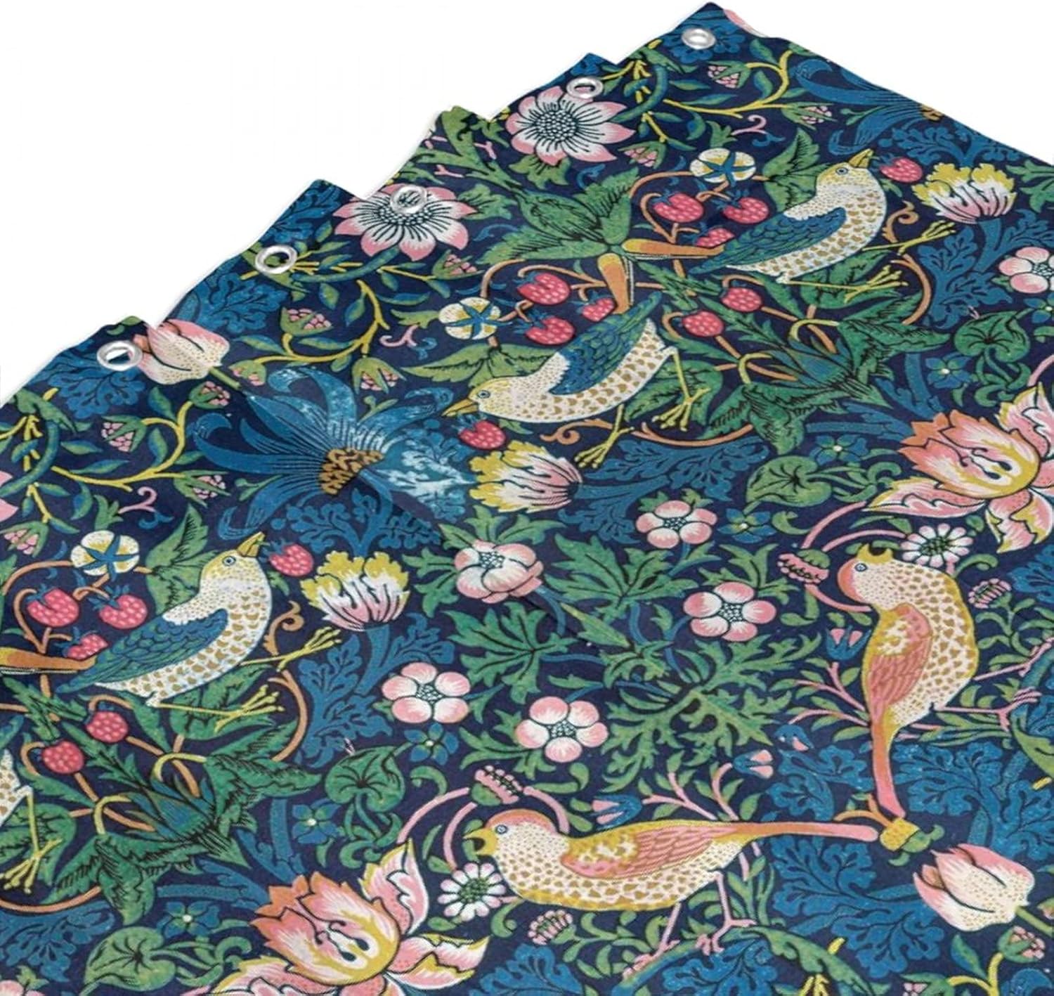 William Morris - Cortina de ducha, diseño de flores vintage en acuarela, juego...