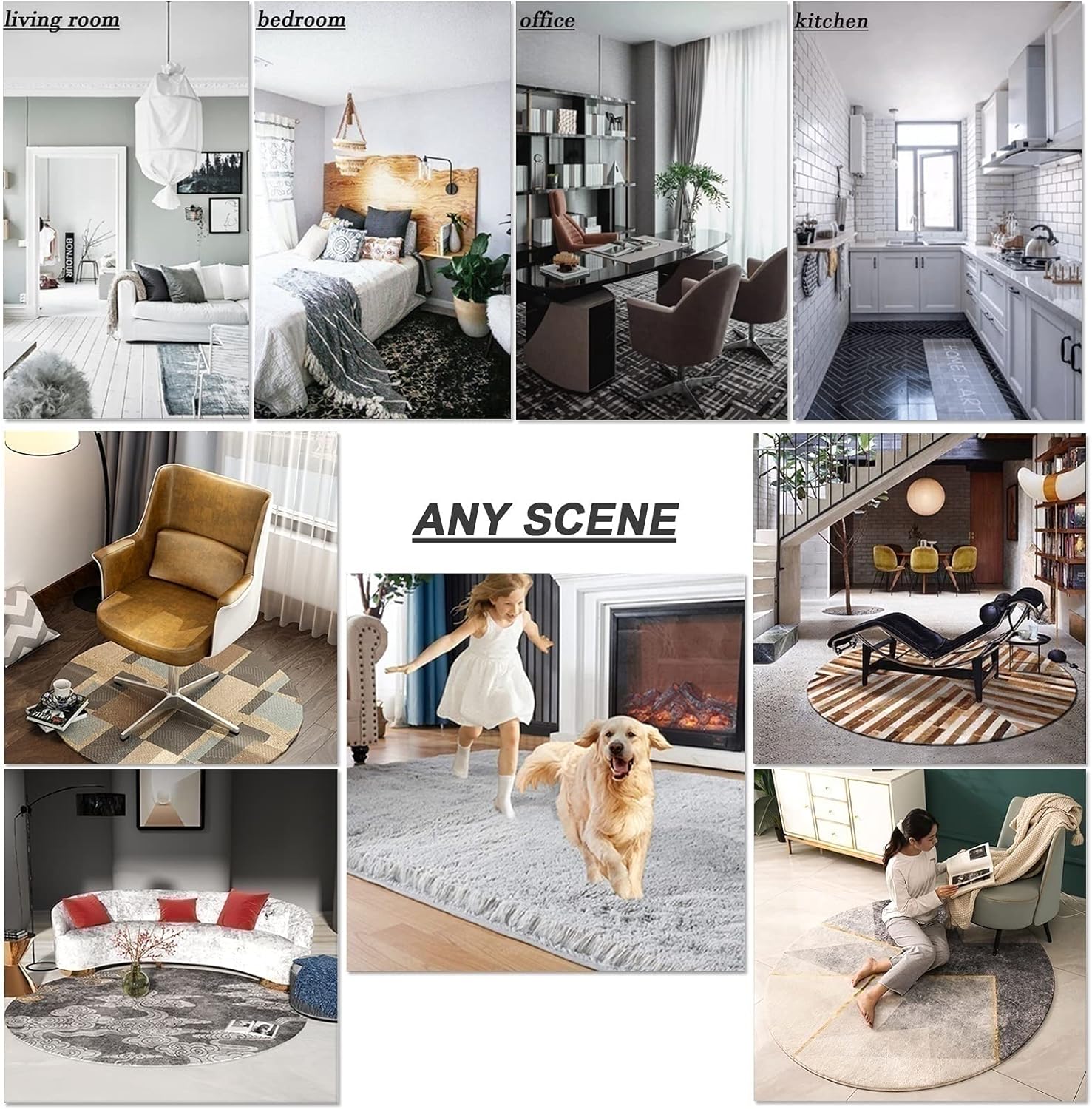Creativity Round Rugs 80cm 100cm 120cm 140cm 160cm 180cm 200cm Circular Carpet...