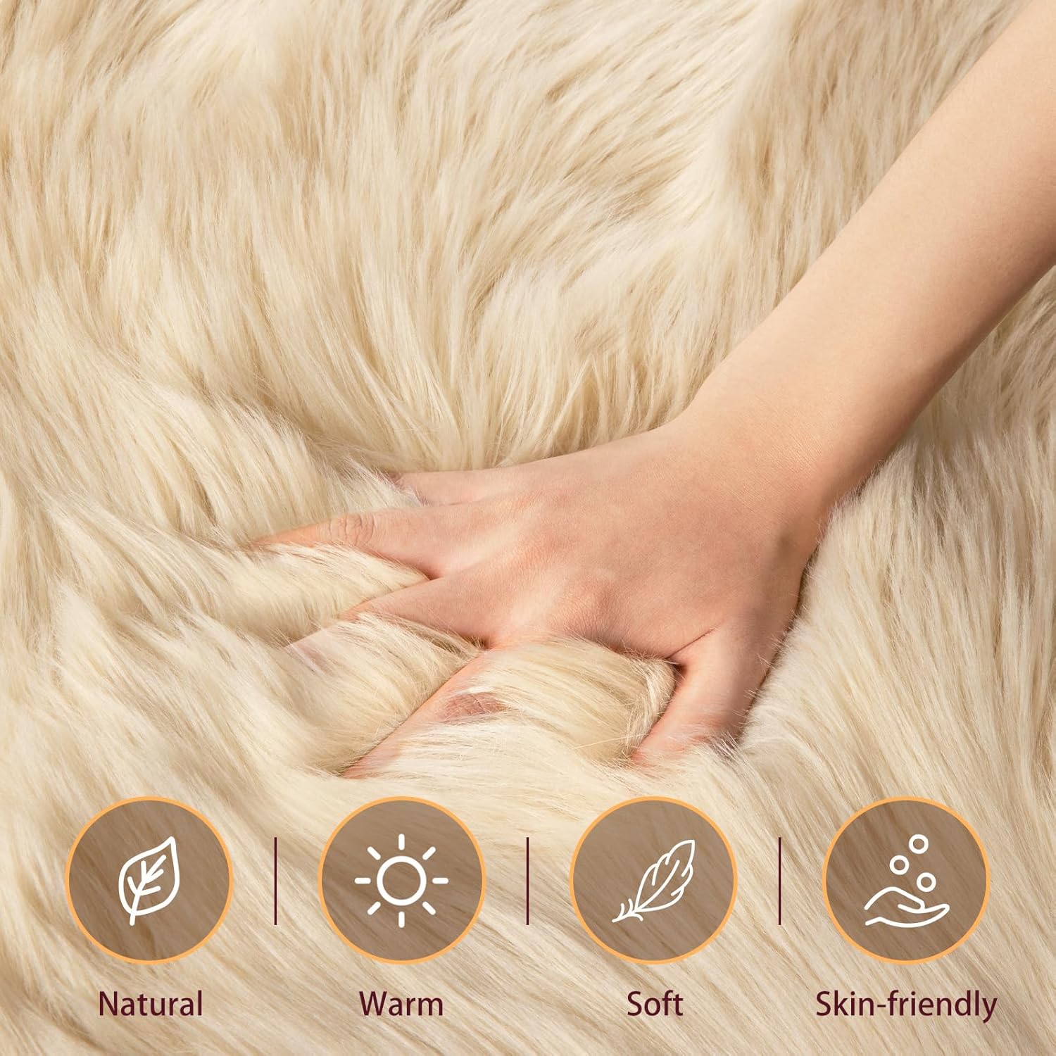 Ciicool - Alfombras suaves y esponjosas, de piel negra para dormitorio, sala de...