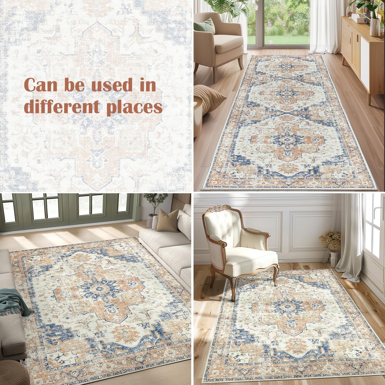 jinchan - Alfombra persa para interiores, con estampado, color naranja,...