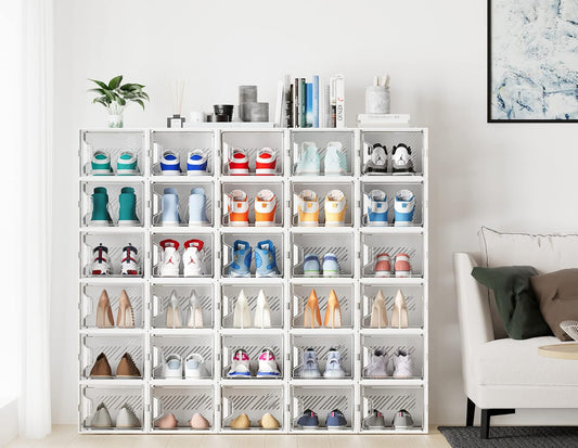 Almacenamiento de zapatos, paquete de 12 organizadores de zapatos grandes para...