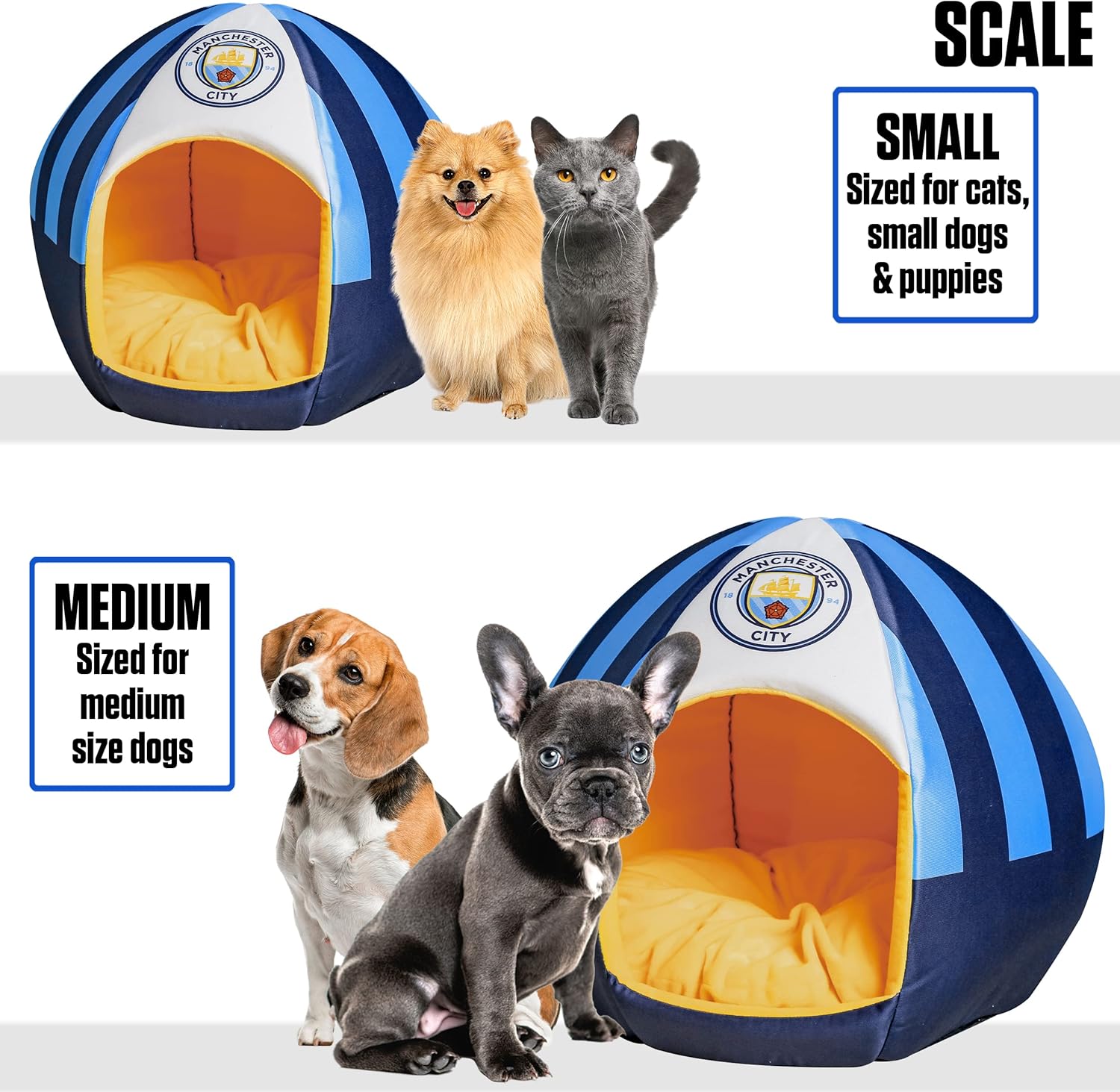 Maccabi Art Manchester City - Cama de fútbol para perros, cama temática...