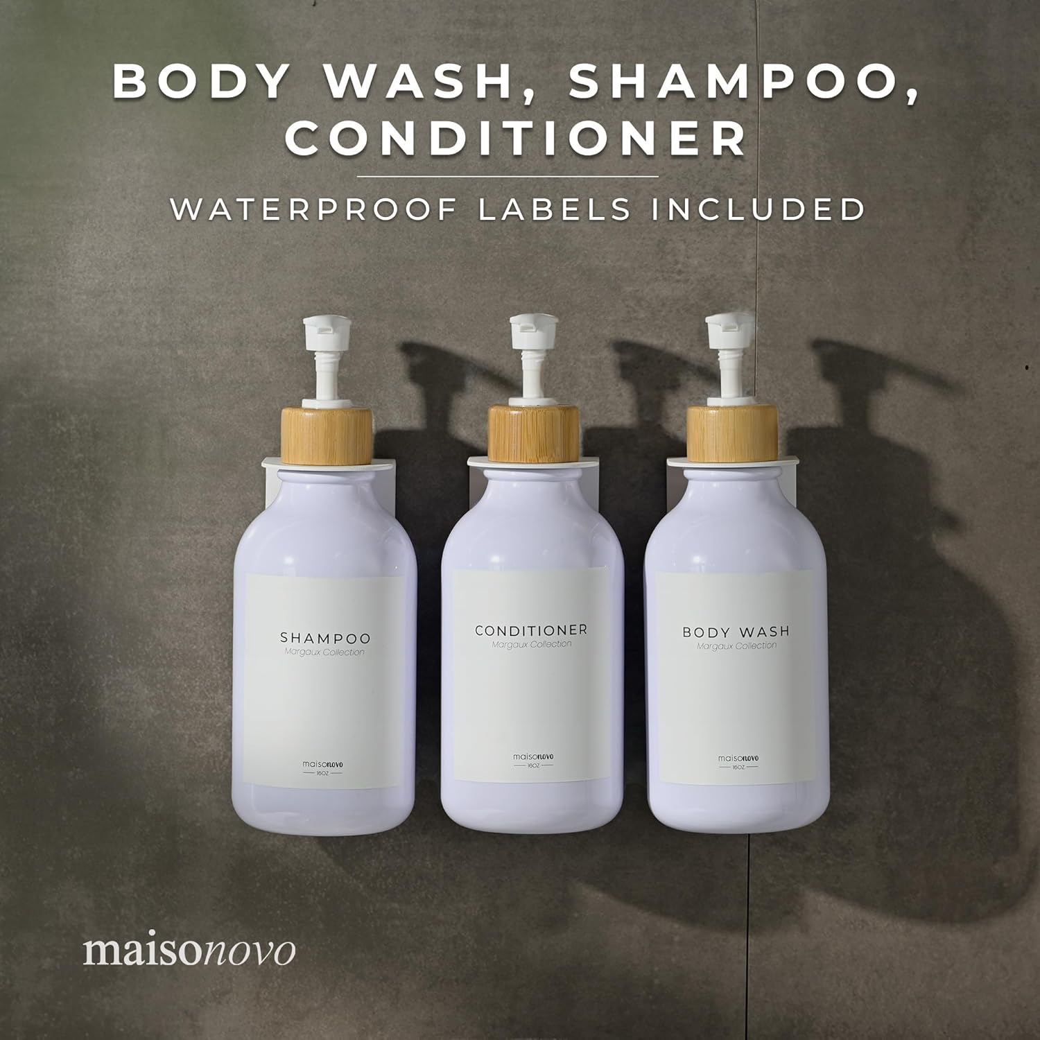 MaisoNovo Dispensador de champú y acondicionador, dispensador de jabón de ducha...