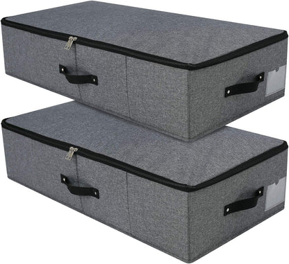 2 cajas de almacenamiento plegables debajo de la cama con forro de soporte de