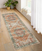 Alfombra vintage para entrada, pasillo, lavable a máquina, para interior, con...