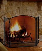 IRONMAX Pantalla para chimenea, plegable, 3 paneles, decorativa, para chimenea...