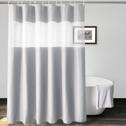 Cortina de ducha de tela de punto gofre gris, 36 x 72 pulgadas, cortina de baño