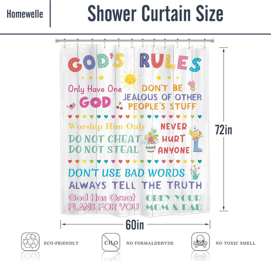 Homewelle Cortina de ducha con citas coloridas para niños, versículo bíblico...
