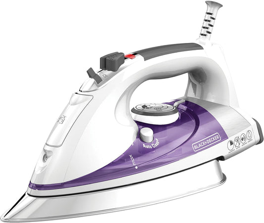 BLACK+DECKER IR1350S Plancha a vapor profesional con base extra grande, violeta