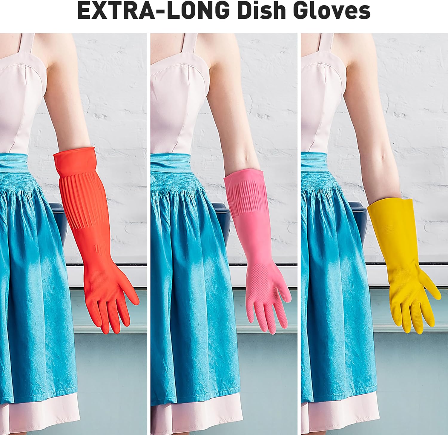 2 pares de guantes de goma de limpieza, forro polar, guantes de látex para