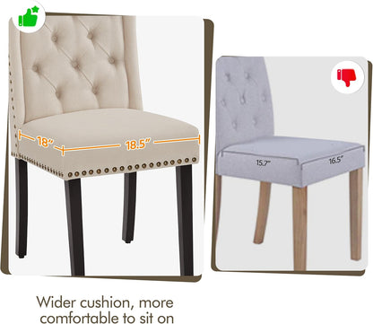 Sillas de comedor tapizadas de tela, sillas de cocina copetudas con patas de