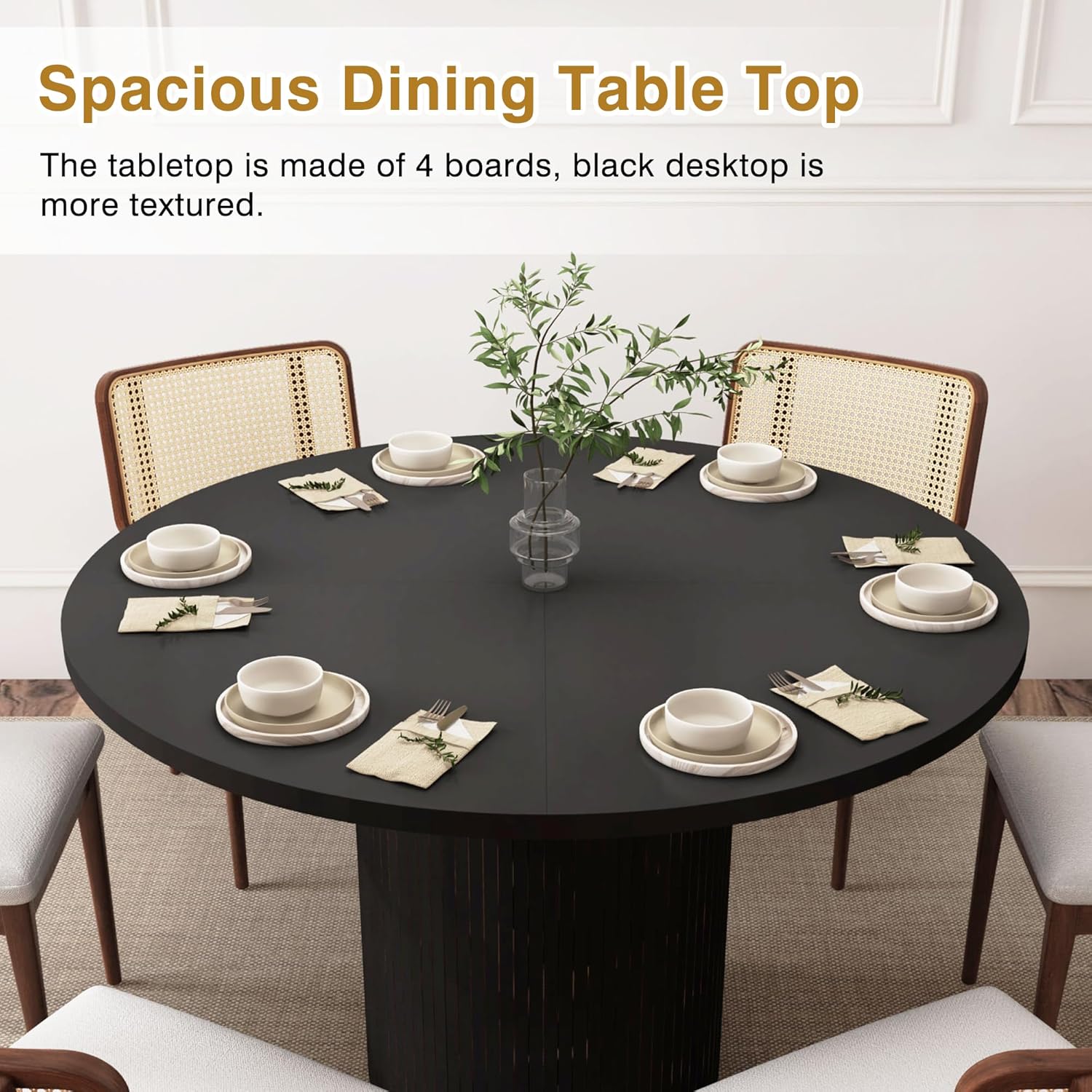 Mesa de comedor redonda para 4, moderna mesa de cocina de granja, mesas de...