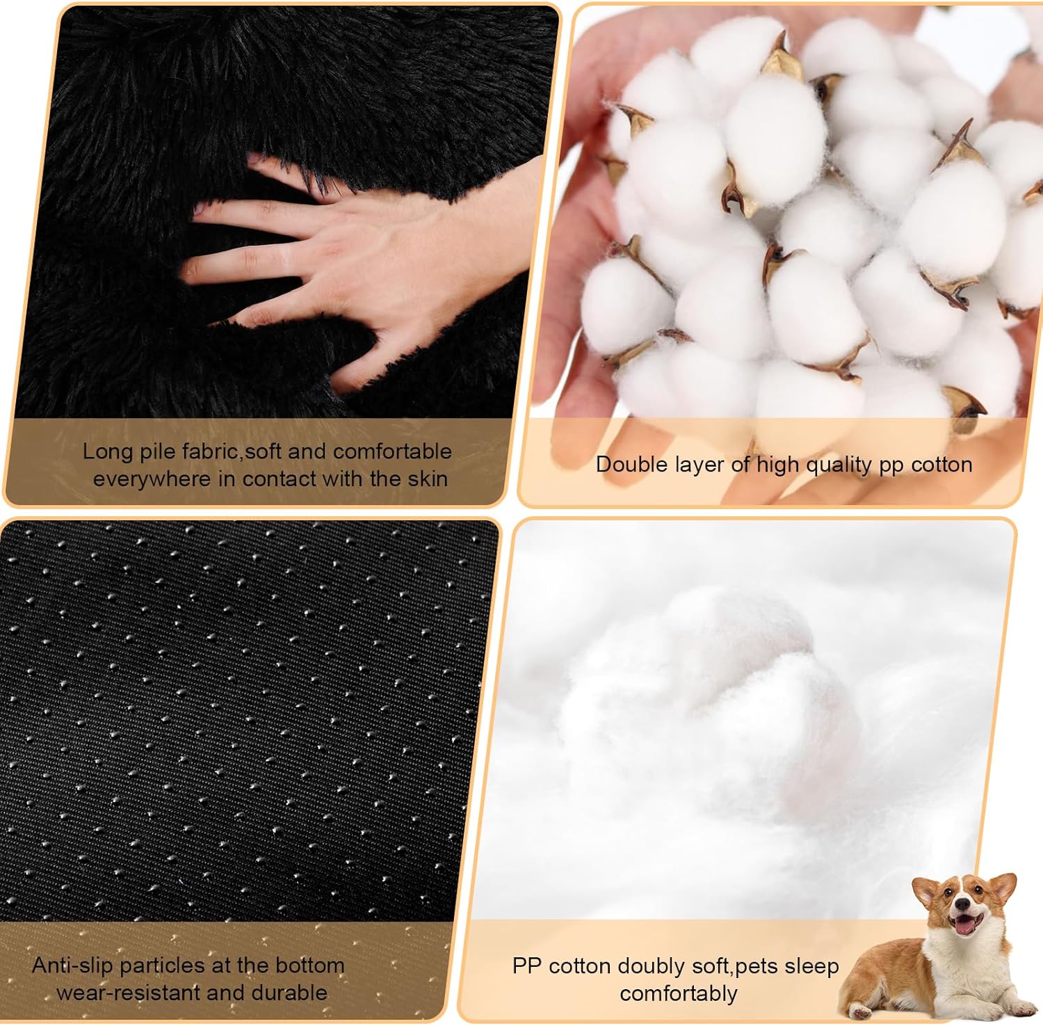Camas calmantes para gatos y perros pequeños, medianos y grandes, cama de pelo...