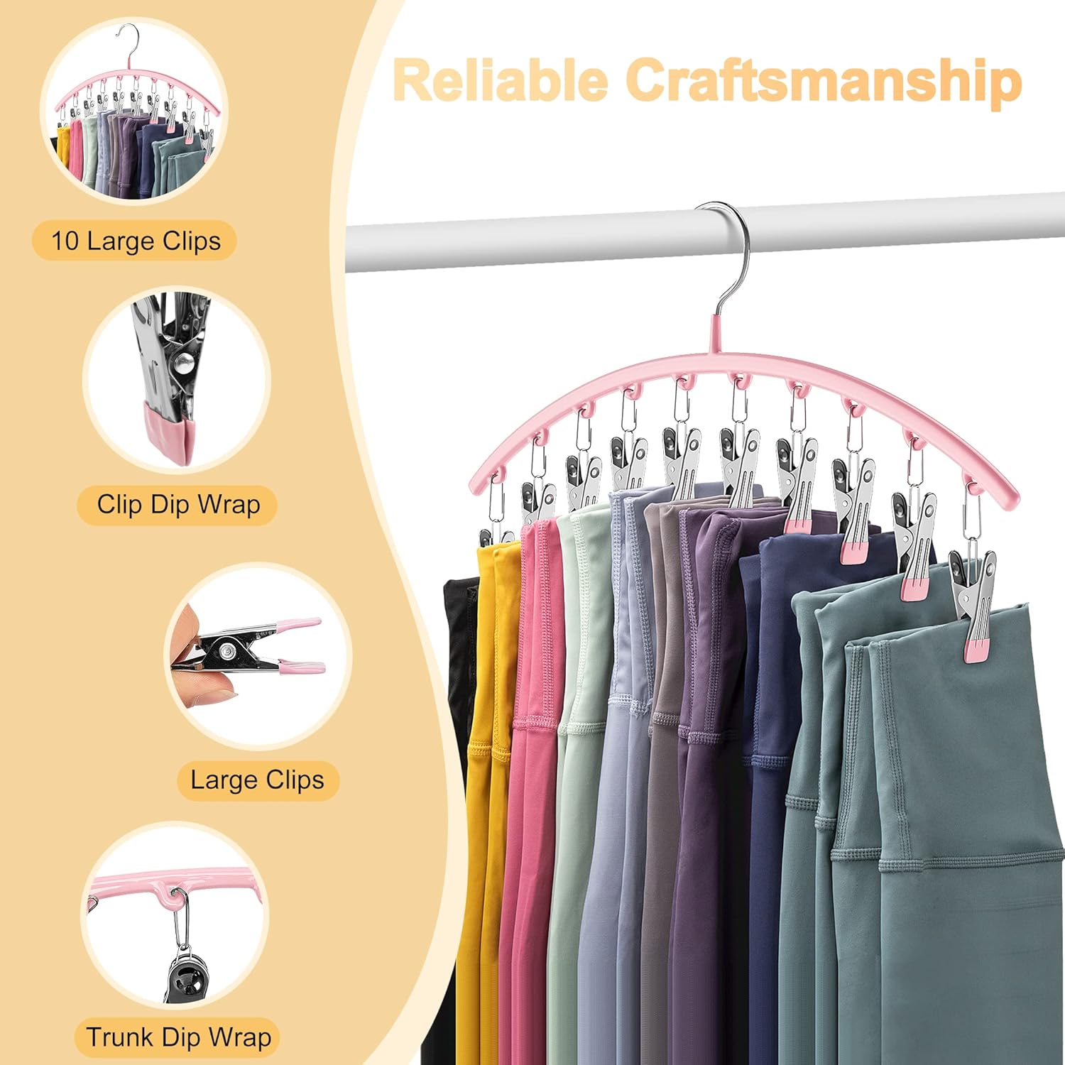 Organizador de leggings para armario, perchas de metal para pantalones de yoga,