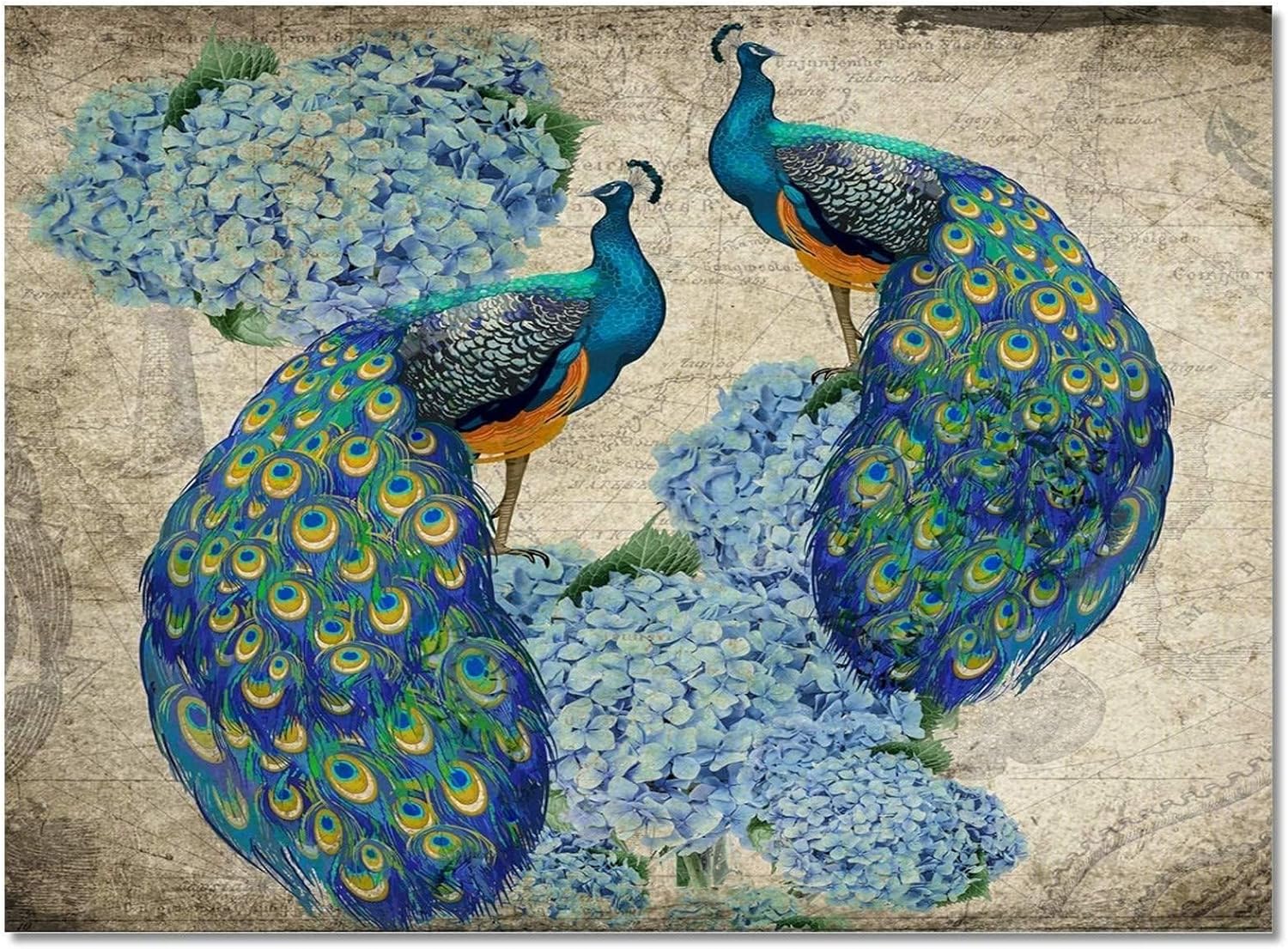 Alfombra clásica de acuarela de hortensias de pavo real, alfombra clásica de