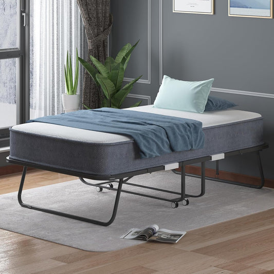 ZAFLY Cama plegable con colchón de esponja viscoelástica de 4 pulgadas, cama