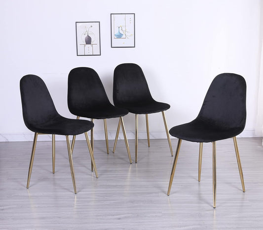 Juego de 4 sillas de comedor negras, sillas de comedor modernas Midcentury con...