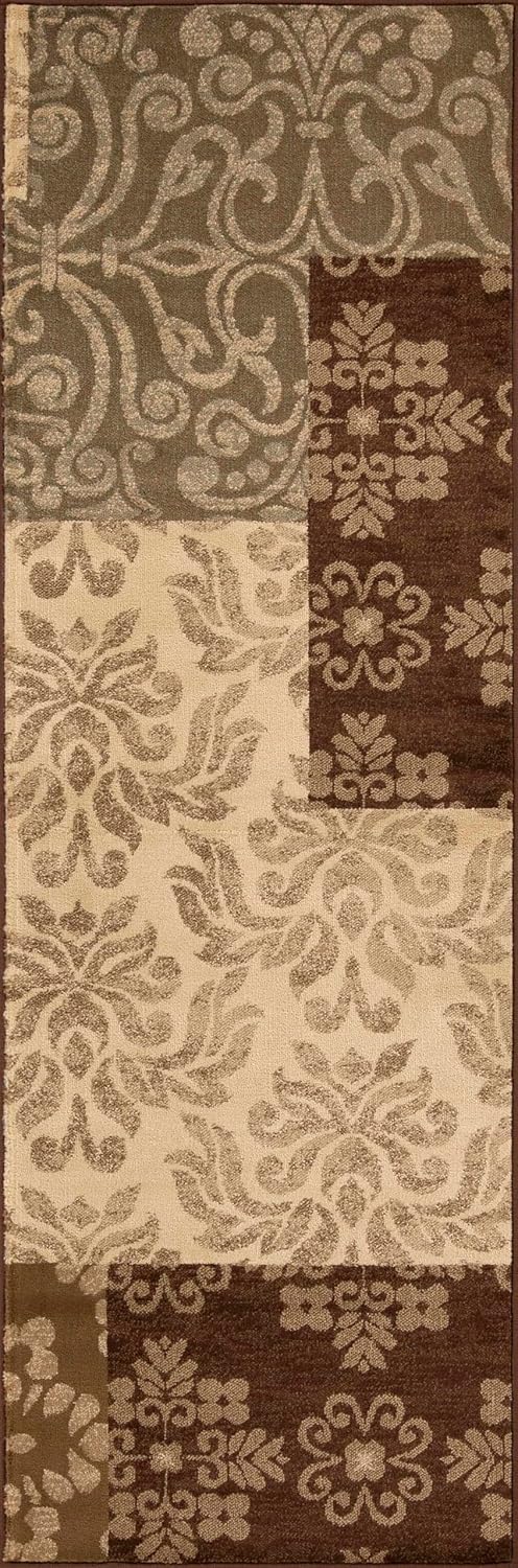 Superior Alfombra de pasillo para interiores, respaldo de yute, bloque de color...
