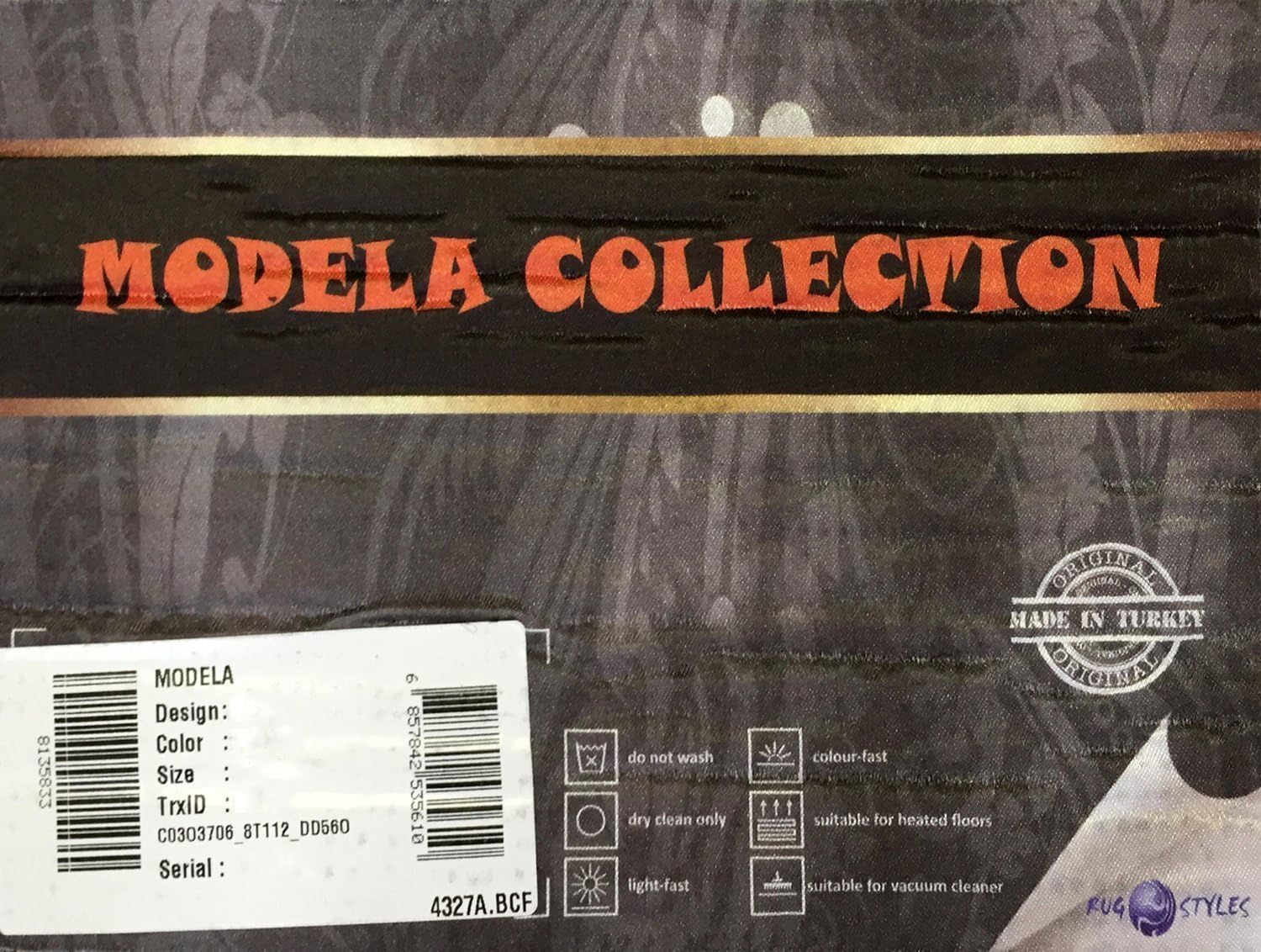 Tapete moderno con diseño enrejado de la colección Modela Sintético Gris oscuro