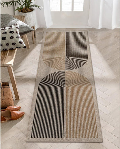 Alfombra moderna de yute de color arcoíris, alfombra lavable de 2 x 6 pies para