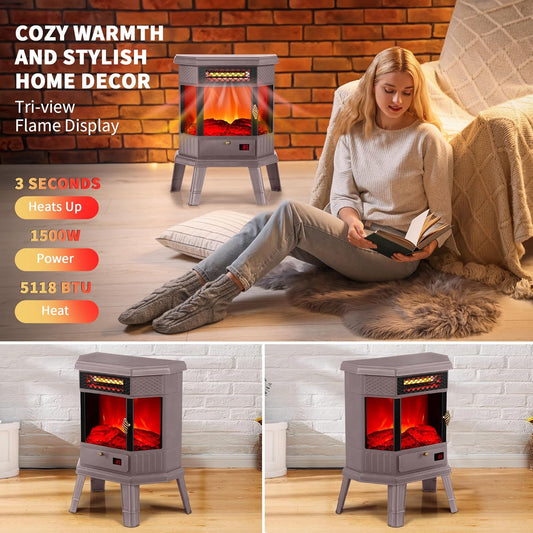 RealSmart Calentador eléctrico de chimenea de 22 pulgadas, estufa de chimenea...