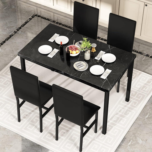 Lamerge Muebles de mesa y sillas de cocina para 4, juego de mesa de comedor