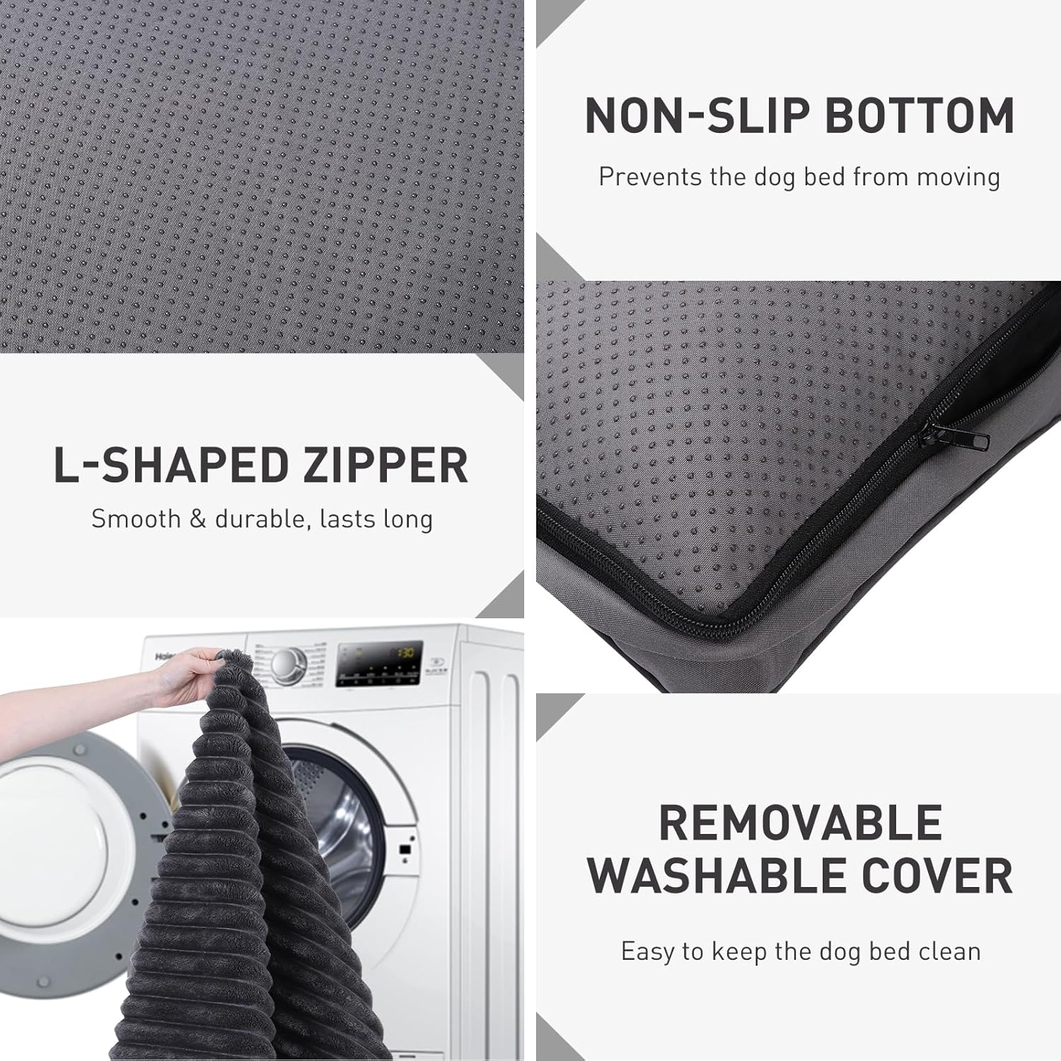 Vonabem Cama mediana lavable con funda extraíble, impermeable, cama de franela...