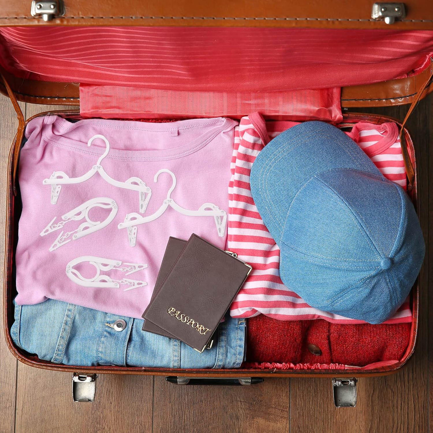 Perchas plegables de viaje plegables con clips, perchas plegables para ropa,