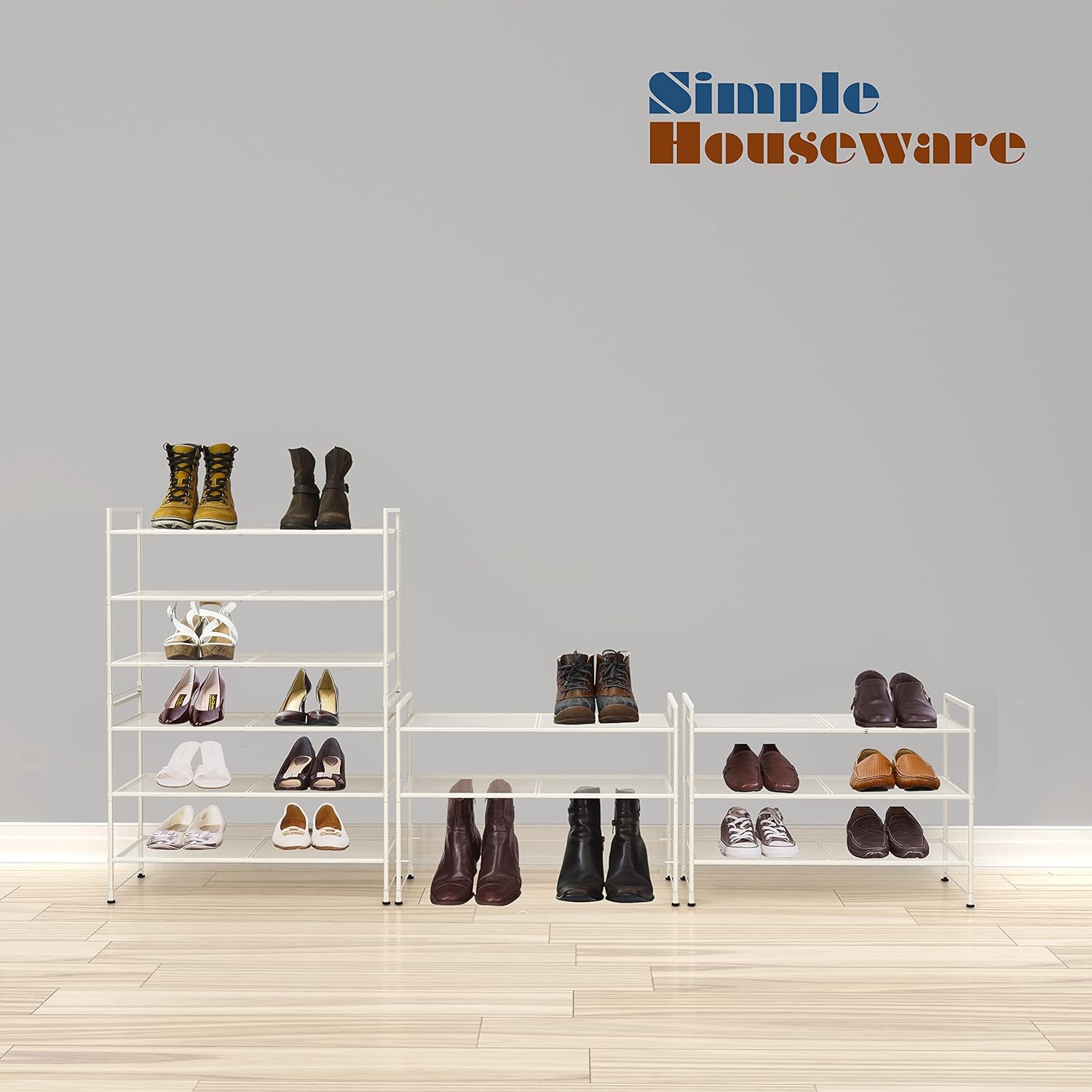 Simple Houseware Zapatero apilable de malla, color blanco