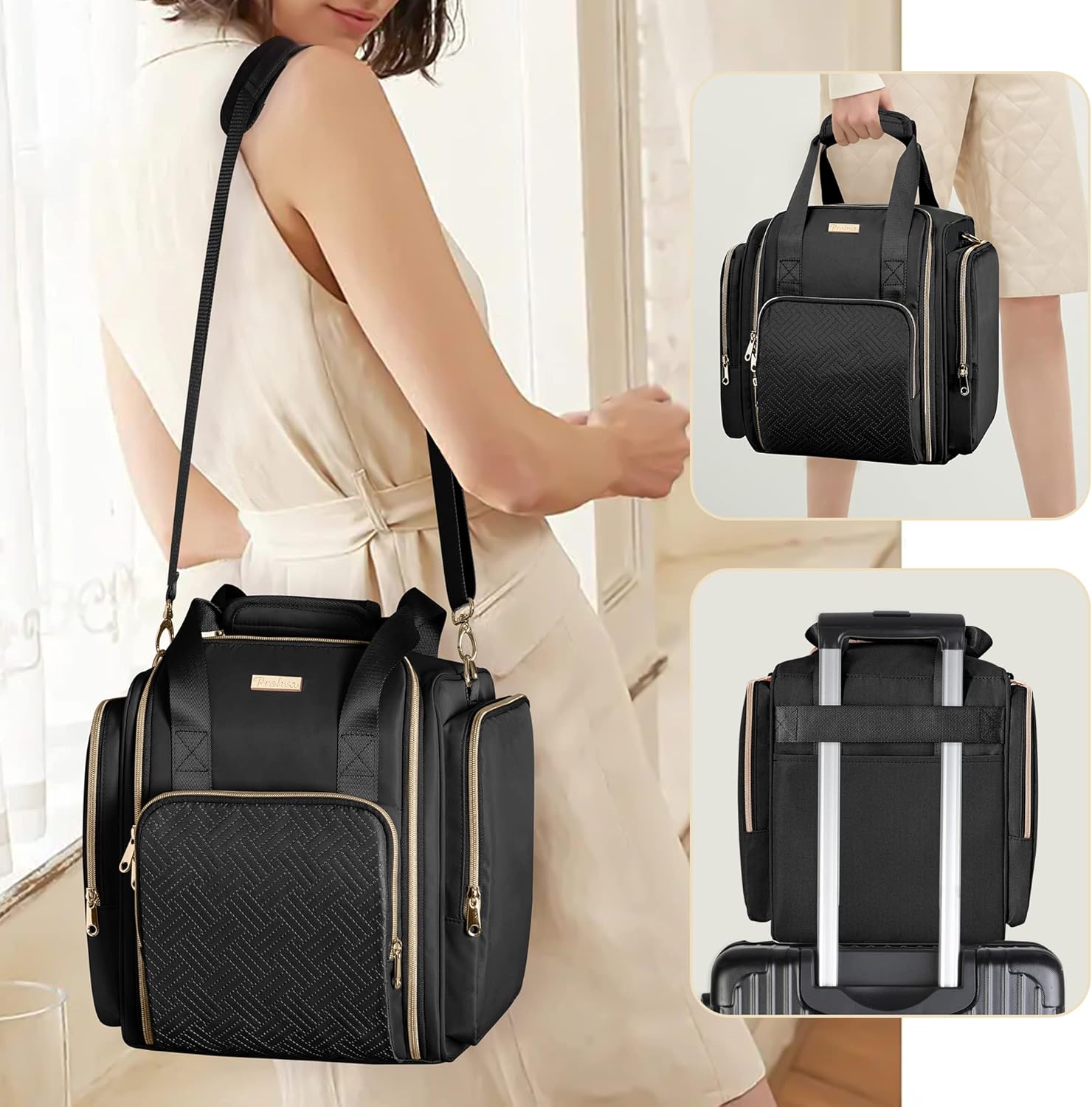 Bolsa de maquillaje de viaje con 5 estuches extraíbles, estuche grande para...