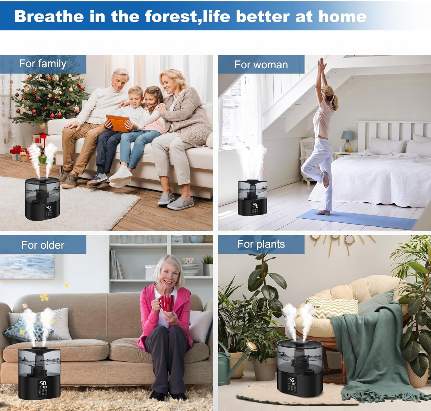 Humidificadores de 3L para dormitorio y plantas, humidificadores ultrasónicos...