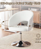 Furnimart Silla de tocador de cuero blanco, silla de acento ajustable en altura...
