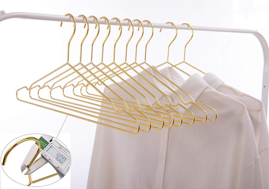Percha de ropa de metal dorado brillante de 17 pulgadas, colgador de abrigos,...
