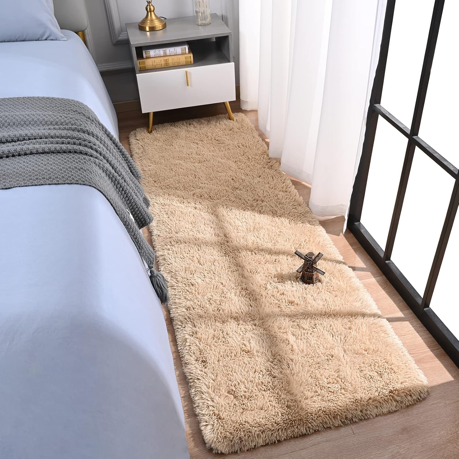 Alfombra de pasillo suave para dormitorio, 2 x 6 pies, alfombras esponjosas con...