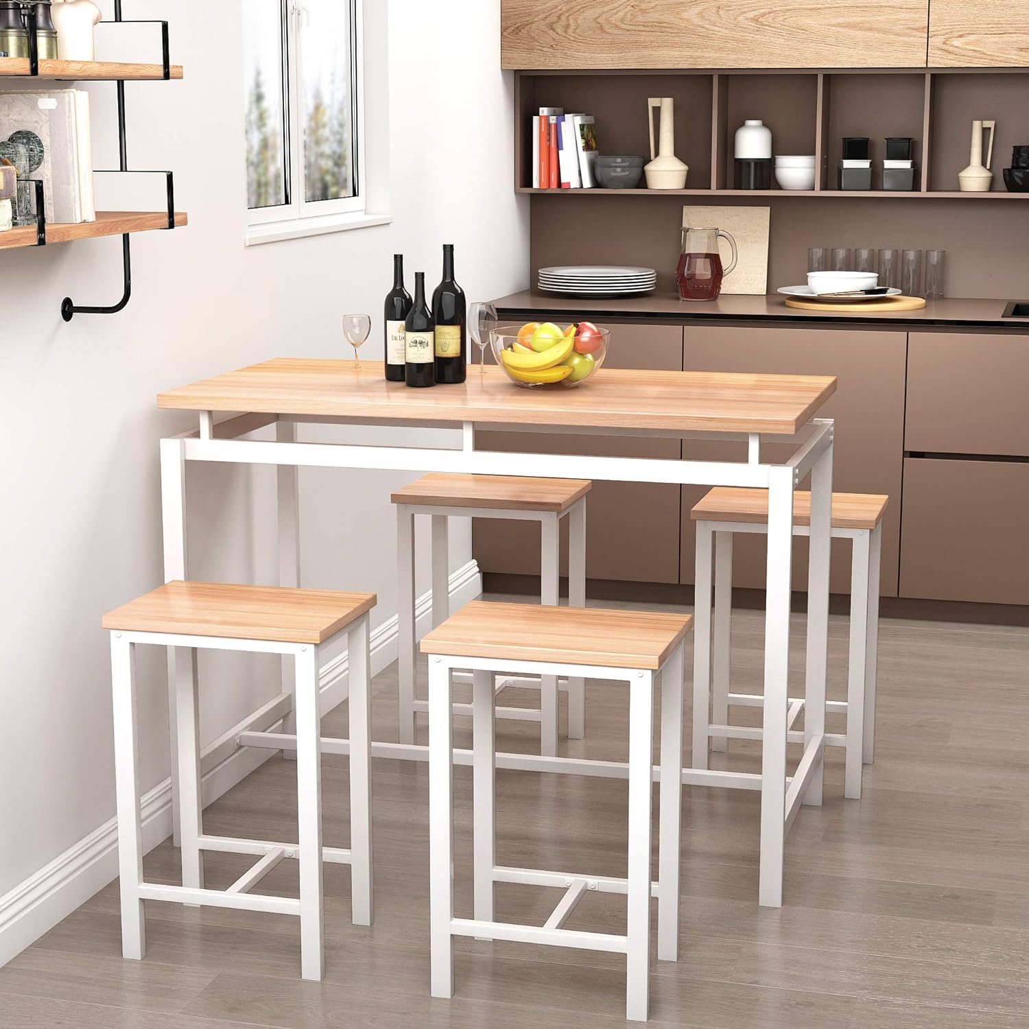 Juego de mesa de comedor de 5 piezas, mesa de cocina moderna y sillas para 4,