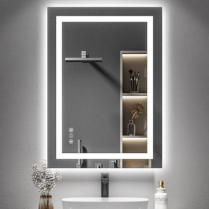 Espejo de baño LED de 20 x 28 pulgadas con luces delanteras y retroiluminadas,