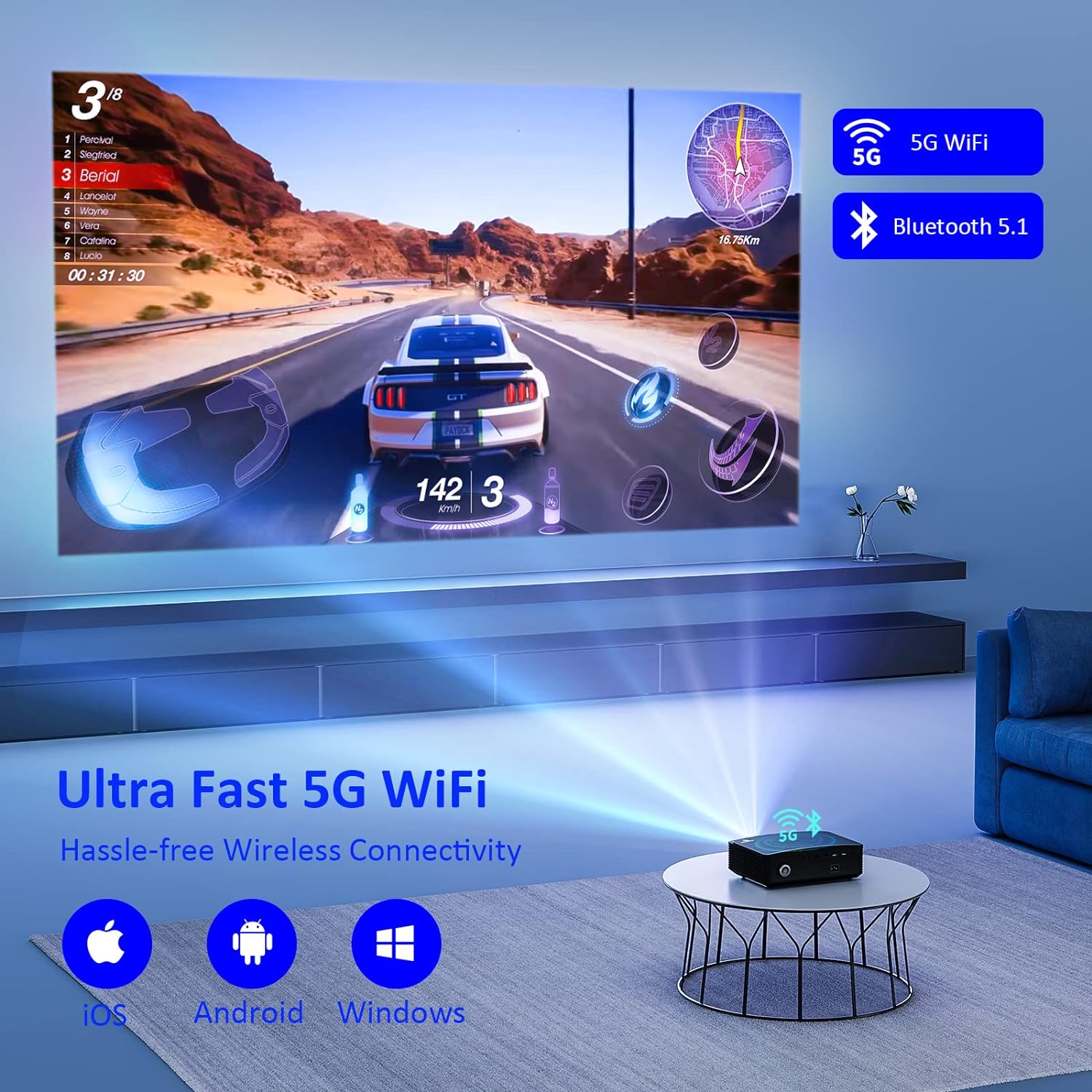 NexiGo Proyector para exteriores PJ20, proyector de películas con WiFi y...
