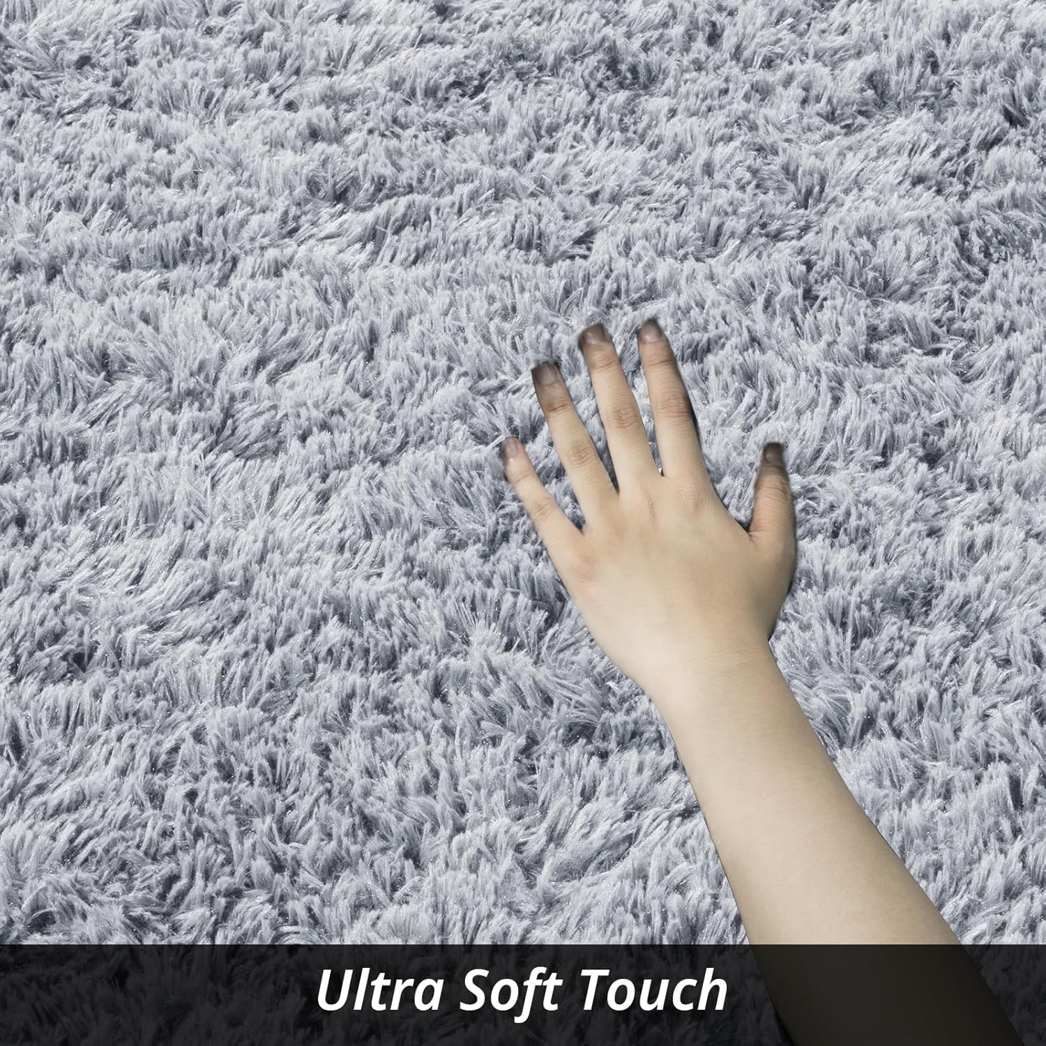 Alfombra moderna de felpa de 10 x 14 pies, ultra suave, grande, de piel
