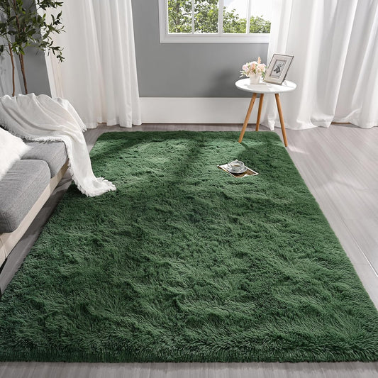 Pettop Alfombra rectangular de 4 x 6 pies, de color verde oscuro, esponjosa y...