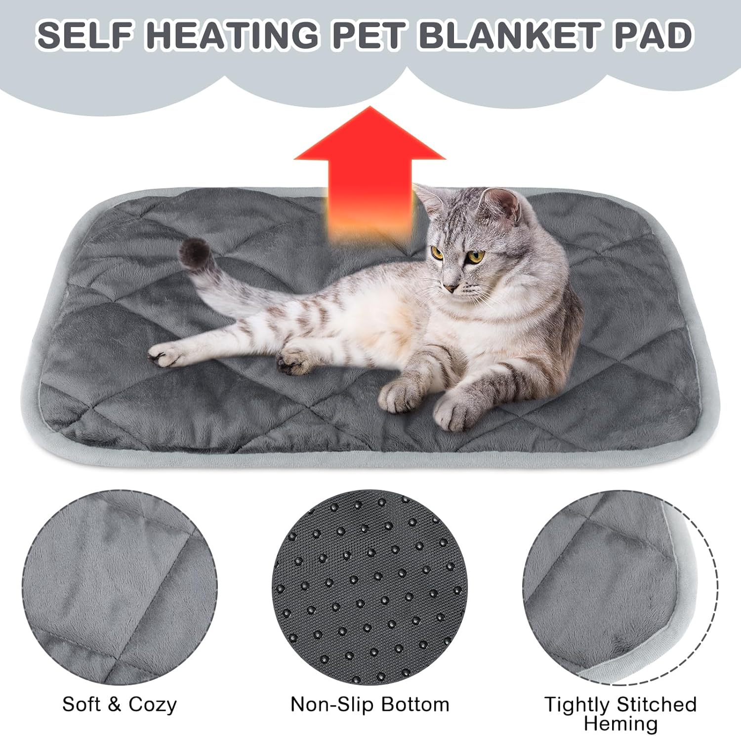 Paquete de 4 alfombrillas autocalentables para gatos, que reflejan el calor...