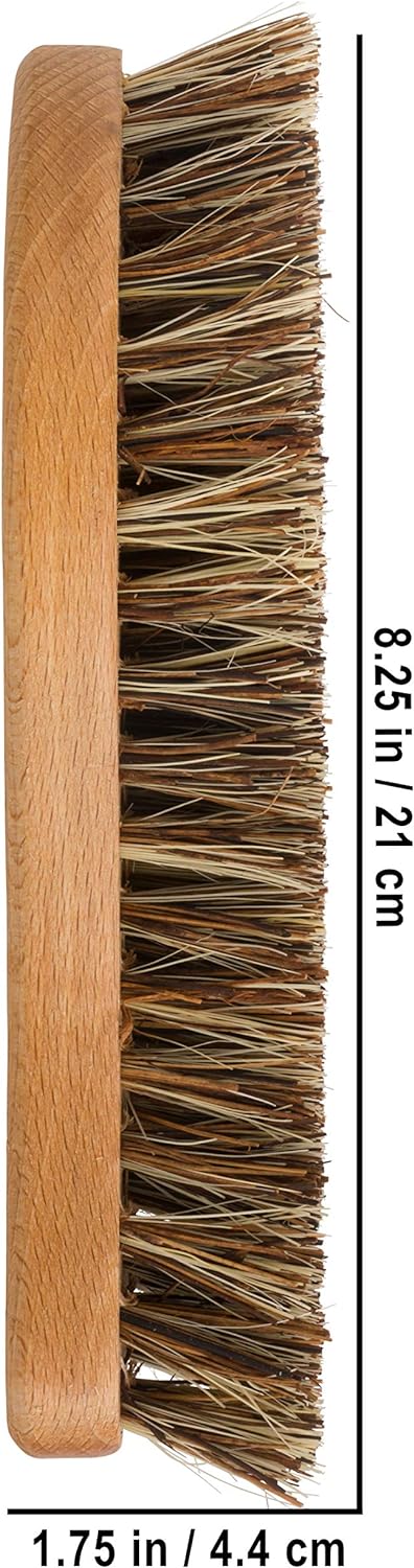 Cepillo de fibra de unión en forma de S con mango de madera de haya engrasada,