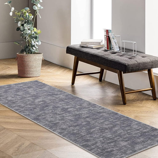 Alfombra lavable a máquina para pasillo, contemporánea, lisa, de pelo bajo,