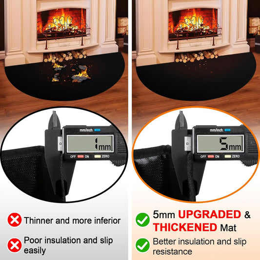 Tapete grueso mejorado para chimenea, de 24 x 42 pulgadas, resistente al fuego,...