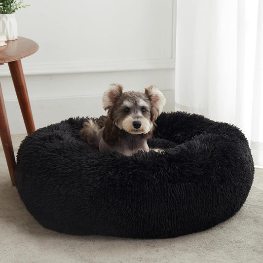 Cama calmante para perros y gatos, cama antiansiedad en forma de dona, cálida y