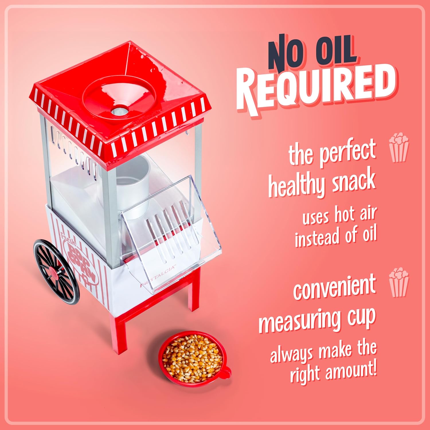 Nostalgia Máquina vintage para hacer palomitas de maíz de aire caliente, hace...