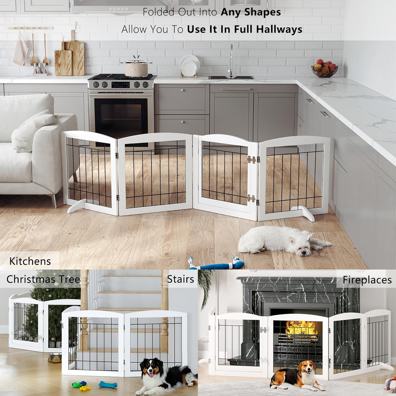 PAWLAND Puerta para perros para las puertas, escaleras de casa, plegable,...
