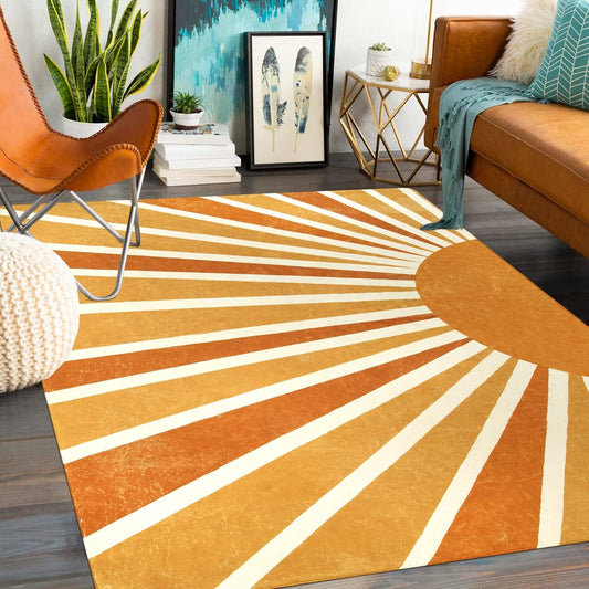 Lahome Alfombra lavable a máquina con estampado solar, 5 x 7 pies, para sala de...
